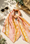 Silk Blend Patterned Shawl Scarf 142 cm Lightweight Soft Textured Women's Neck Scarf Powder Salmon - 3
