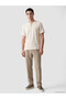 Beige Henley Collar Textured Men's T-Shirt - 2