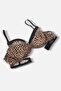 Stone Detailed Leopard Print Unstructured Set - Black - 2734 - 3
