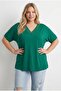 Women's Plus Size Short Sleeve V-Neck Stone Detailed Blouse 2051-26