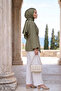 Light Khaki Women's Belted Hijab Kimono 1177 - 5