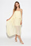 Women's Yellow Adjustable Strap Cape Detailed Lined Maxi Dress 4251 60286426 - 3