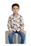 Boys Beige Pink Geometric Printed Shirt - 4