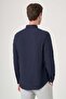 Navy Blue Collared Long Sleeve Slim Fit Cotton Shirt Without Pockets 1004260207 - 5