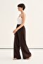 Women's Draped Pleated Detailed Trousers Bitter Brown - 3