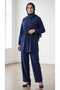 Women's Jacket with Rope Details, Pockets, Front Zipper, Sleeve Buttons, Elastic Waist Pants, Two-Piece Suit - 2