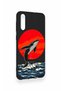 Samsung A50 Compatible Red Sun Whale Pattern Silicone Case - 2
