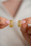 15mm Chubby Geometric Design Hoop Earrings - 5