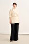 Women's Organic Cotton Shawl Collar Mobile Belt Skirted Blouse Beige