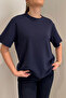 100% Cotton Short Sleeve Basic T-Shirt - Dark Blue