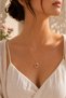 Pearl Bloom Pink Clamshell Medallion Steel Necklace (Gold Color) - 2