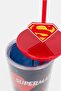 Superman Double Wall Plastic Tumbler With Straw 800 ml, Navy - 3