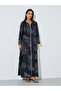 Black All Over Print Contrast Trim Maxi Jalabiya - 3