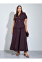 Plus Size Purple Double Breasted Detail A-Line Maxi Dress