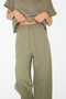 Milane Women's Organic Cotton V-Neck Comfortable Molded High Waist Sweatpants Khaki Top and Bottom Set - 4