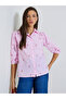 Pink Striped Embroidered Detail Cotton Shirt