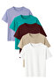 Men's 5-Pack Cotton Basic T-Shirt Blue Green Claret Red Stone White