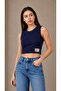 Women's Terry Cropped Tank Top with Bicycle Neckline - 2