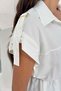 White Shoulder Detail Gathered Waist Blouse - 5