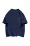 Women's Navy Blue Flower Printed Oversize T-Shirt - 2