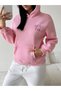 Women's Pink Heiot Foe Printed 3 Thread Hooded Hoodie Sweatshirt - 5