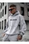 Men's Gray Believer Printed 3 Thread Hooded Hoodie Sweatshirt - 4