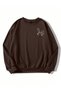 Women's Brown Figure Rabbit Printed Crew Neck Oversize Sweatshirt - 3
