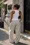 Women's White Ribbed Textured U-Neck Slim Fit Sleeveless Standard Length Undershirt - 2