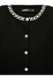 Short Sleeve Crew Neck Jewel Buttoned Stone Embroidered Knitwear Cardigan - 8