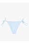 Lemon Printed Gingham Bikini Bottom with Drawstrings on the Sides - 2