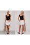 - Black Color Metal Buckle Detailed Back Zipper Closure Bustier Blouse - 5
