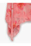 Asymmetrical Cut Floral Long Tulle Skirt with Stone Detail - 3
