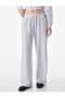 Comfortable Fit Three-Thread Ribbed Waistband Lace-Up Wide-Leg Sweatpants with Pockets - 2