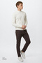 Men's Brown Cotton Slim Fit Slim-Fit Side Pocket Dobby Stretch Casual Trousers - 4