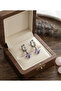 316L Steel Silver Color Pink Prism Cut Earrings - 4