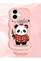 iPhone 16 Plus Compatible Case with Camera Protector Pink Silicone Couple Phone Case Panda Pattern - 2