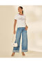 Women Light Wash Turn-Up Straight Jeans - 2