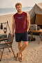Sporty 100% Cotton Men's Pajama Set with Shorts - 2