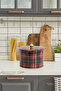 Plaid Patterned Metal Storage Container, 17.5 Cm, Kitchen Organizer, 500-999 ml