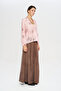 Women's V-Neck Lace-Up Floral Patterned Shirt-Blouse - 4