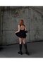 Women's Black Backless Flounce Shorts Mini Dress Yel221163 - 4