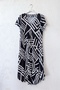 White-Black V-Neck Low Sleeve Casual Viscose Woven Dress 120 63 - 2