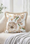 Fringed Throw Pillow Cover with Dried Flowers and Dandelion Motifs - Bohemian Decorative Pillowcase