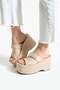 Lunara Women's 3-Pack Buckle 10 cm Platform Heeled Thick Sole Slippers Sandals |   Tan - Beige - Black - 2