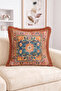 Classic Carpet Motif Medallion Patterned Fringed Throw Pillow Cover - Vintage and Bohemian Tassel Pillowcase