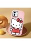 iPhone 12 Mini Compatible Case Camera Protector Pink Silicone Couple Phone Case with Kitty Pattern - 2