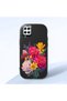 Samsung Galaxy M12 Compatible Case Camera Protector Black Silicone Couple Phone Case with Floral Pattern