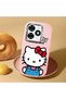 Infinix Smart 8 Compatible Case Camera Protector Pink Silicone Couple Phone Case with Kitty Pattern - 2