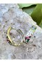 Silver Multicolor Zircon Stone Hoop Anti-Allergic Non-Tarnish Steel Earrings