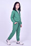 Girl's 2-Piece High Collar Zippered Waist Tie Elastic Leg Sweatpants Set - 3